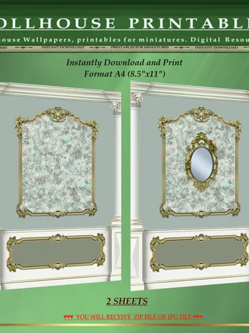 Wallpapers- Set 17-v6 | Printables for Dollhouses and Unique Miniature Projects | Digital Downloads | in Scale 1/12th $8.00
