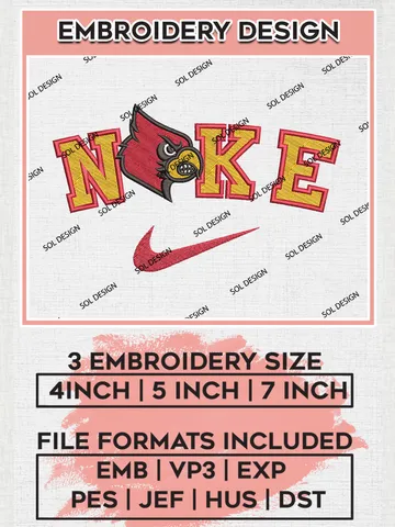 Nike Louisville Cardinals Machine Embroidery Design, NCAA Louisville Cardinals Embroidery Design Design files, NCAA Embroidery Designs, NCAA Machine Embroidery Designs, Digital Download $6.99
