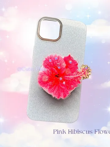 Magsafe Dark Pink Haiwaii Flower Phone Grip For Phone And Kindle, Elegant Floral Phone Grip, Phone Accessory, Flower Popsocket
