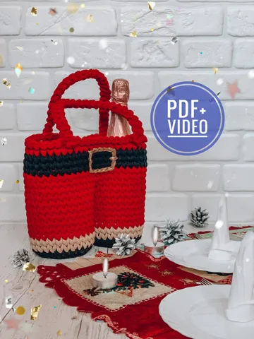 Crochet Santa’s pants basket, PDF pattern, digital instant download $4.50