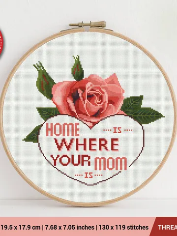 Home is Mom Cross stitch pattern | Embroidery Pattern | Instant Download | Embroidery Designs $5.94