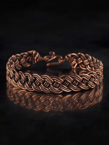 Woven copper wire bracelet Antique style handcrafted copper jewelry Unique gift $70.00