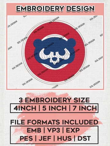 MLB Chicago Cubs Logo Embroidery Design Files, MLB Chicago Cubs Team Embroidery, MLB Teams, 3 sizes, MLB Machine embroidery designs, Digital Download $6.99
