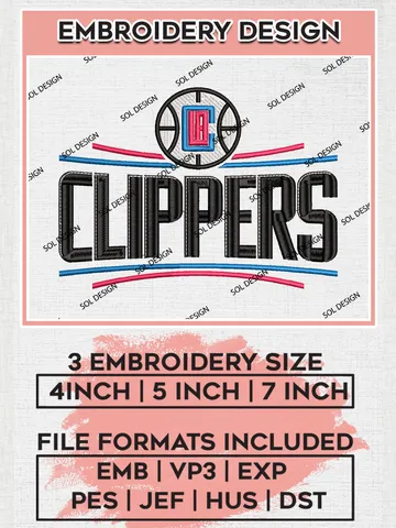 NBA LA Clippers Logo Embroidery Design, NBA LA Clippers Machine Embroidery Files, NBA Machine Embroidery Design, Machine Embroidery Design, Digital Download $6.99
