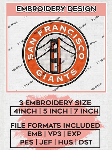 MLB San Francisco Giants Round Logo Embroidery Files, MLB San Francisco Giants Team Embroidery Designs, MLB Teams, 3 sizes, MLB Machine embroidery designs, Digital Download