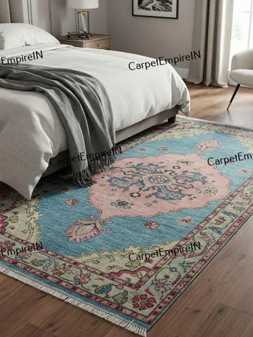 8x10 Blue Modern Oushak Hand Knotted Rug 4x6, 5x8, 6x9, 8x10, 9x12, 10x14 ft Handmade Rugs for Living Room - Antique Contemporary rug. $567.80