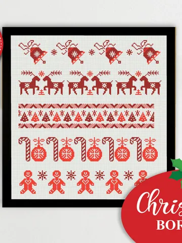 Christmas Bundle pack Border Ornament decor cross stitch pattern, counted, chart, gift DIY, embroidery, instant PDF $5.49