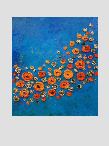Poppy painting Flower Original Art 7 by 8 inch Orange Wildflowers Floral abstract artwork by Juliya JC $67.00