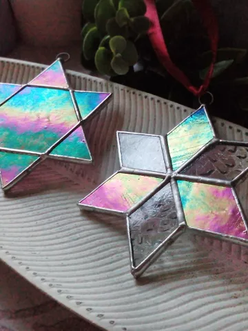 Set of 2 snowflake suncatchers, christmas ornaments, Christmas decorations, Xmas tree star, new year tree toy $62.00