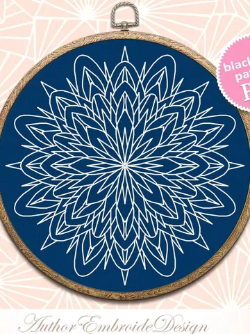 Geometric mandala blackwork pattern PDF Mandala ornament Backstitch chart, Blackwork mandala embroidery PDF Floral mandala cross stitch #W39 $4.60
