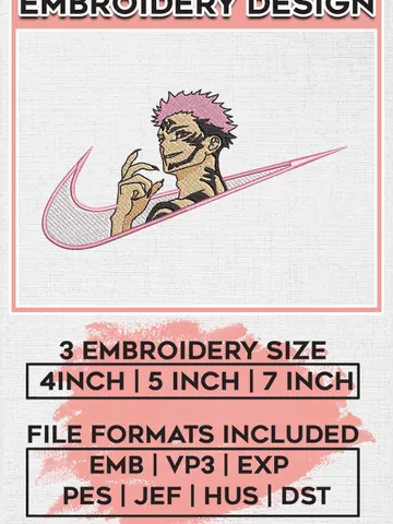 Jujutsu Kaisen Nike, Itadori Yuji Nike Embroidery Files, Nike Embroidery, Anime Inspired Embroidery Design EMB_ANIME_203 $6.99