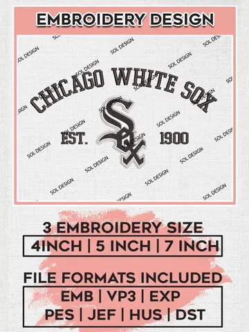 MLB Chicago White Sox Team Est Logo Embroidery Design, MLB Team Embroidery files, Chicago White Sox Baseball Team, White Sox Team, Digital Download $6.99