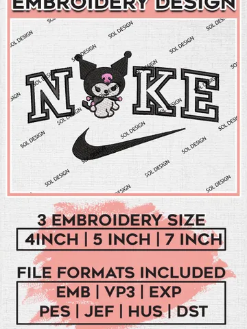 Nike Kuromi Anime Embroidery Designs, Kuromi Embroidery Files, Hello Kitty Machine Embroidery Pattern, Digital Download EMB_ANIME_145