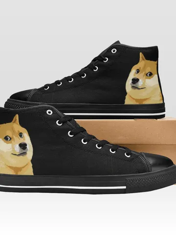 Doge Meme Shoes, High-Top Sneakers, Handmade Footwear $59.97