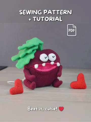 PDF plush sewing pattern – Fleece Beet Softie Toy DIY Guide $11.00