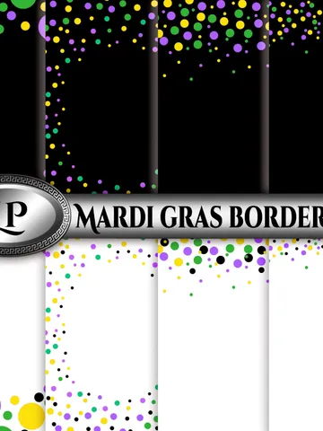 Confetti border overlay png Carnival clipart Mardi gras invitation Mardi gras png Mardi gras background 4 6 inch Mardi gras border clipart $4.07