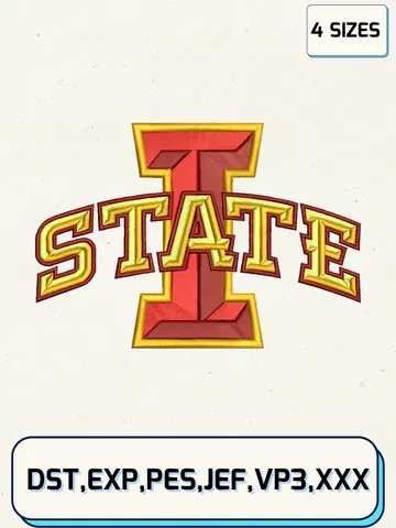 Iowa State Cyclones Logos Embroidery Design Files, NCAA Logos Embroidery Designs, Machine Embroidery Files, 4 Sizes