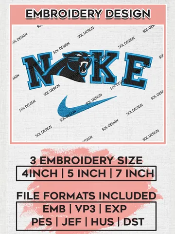 Nike Carolina Panthers Embroidery Designs, NFL Panthers, NFL Embroidery Designs, NFL Carolina Panthers Machine Embroidery Design, Digital Download $6.99