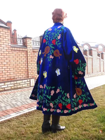 Silk embroidered boho coat by order