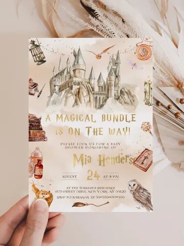 DIY Wizarding World Baby Shower iNVITATION; Magic School Baby Shower Template; School of Wizard Baby Shower invitation template; wP66 $11.62