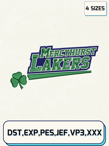 Mercyhurst Lakers Logos Embroidery Design Files, NCAA Logos Embroidery Designs, Machine Embroidery Files, 4 Sizes