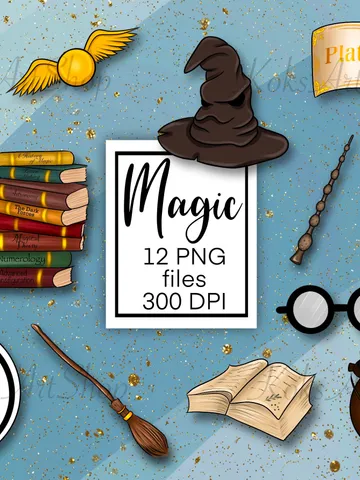 Волшебный клипарт, PNG, Магия, Книги, Волшебные наклейки, Наклейки для блокнота, Волшебный клипарт $3.00