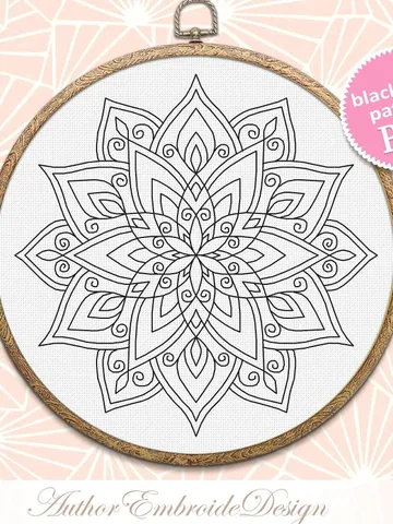 Floral mandala blackwork pattern PDF Blackwork mandala embroidery download PDF, Mandala cross stitch, Mandala ornament Backstitch chart #W34 $4.60