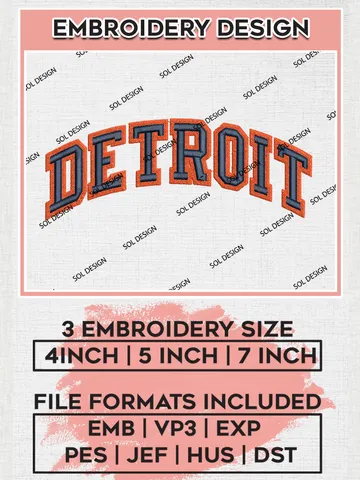 MLB Detroit Logo Embroidery Design Files, MLB Detroit Tigers Team Embroidery, NCAA Teams, 3 sizes, MLB Machine embroidery designs, Digital Download $6.99