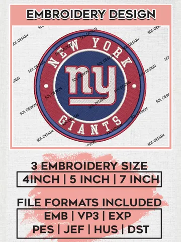 New York Giants Circle Logo Embroidery Designs, NFL Giants, NFL Logo Embroidery Files, NFL New York Giants Machine Embroidery Design, Digital Download