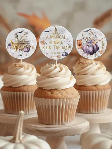 Editable Cupcake Topper Label Birthday Party; Magic School 1st Birthday; Printable Cupcake Topper Label; Magical Party Decoration; a1 $10.45