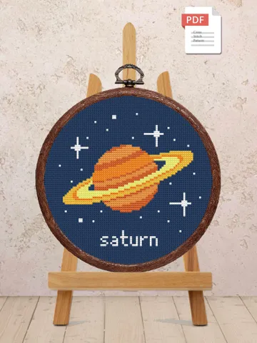Saturn Cross Stitch Pattern, Planets Cross Stitch Pattern, Saturn Pattern, Space Cross Stitch Pattern, Solar System Patterns #spc006 $3.00