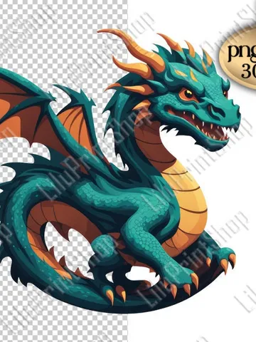 Dragon clipart png, Cute green yellow dragon , Green dragon overlay Animal png, digital instant download $2.71