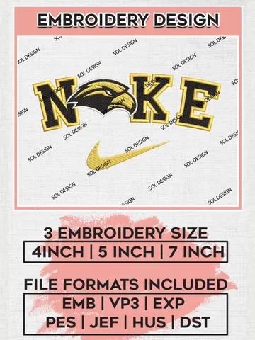 Nike Southern Miss Golden Eagles Machine Embroidery Design, NCAA Southern Miss Golden Eagles Embroidery Design files, NCAA Embroidery Designs, NCAA Machine Embroidery Designs, Digital Download