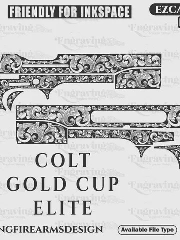 Colt Gold Cup Elite Scroll Design svg,lasercut,laserengraving,svgdesign,engravingfiles,laserpattern,engravingdesign,engravingpattern $59.99