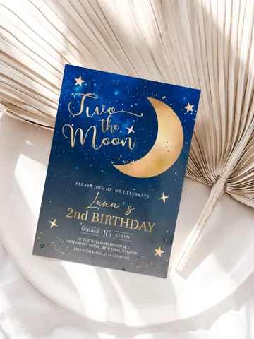 Editable Two the Moon Galaxy Blast Off Invitation Space Birthday Party Galaxy First Birthday 2nd birthday Party Template Outer Space $12.78
