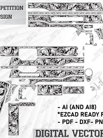 Colt 1911 Competition Scroll Design.patterns Stippling.svg patterns,Engraving,colt government svg file,svg laser cut, svg metal design,guns $60.00
