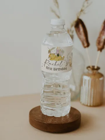 Editable Water Label Winnie the Pooh; Winnie the Pooh 1st Birthday; Printable Bottle Label; Winnie Pooh Party Decoration; Water Label; flw12 $10.45