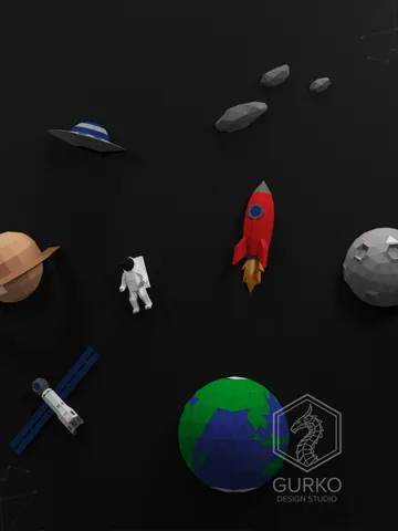Space Papercraft, Digital Template, PDF Download, Gurko, 3D Low Poly, Pepakura, DIY Origami Sculpture, Paper Decor, DIY Gift $24.00