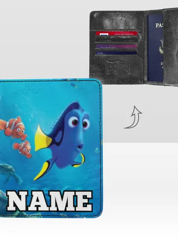 Finding Nemo Dory Passport Cover Custom NAME, Passport Holder High-Grade Microfiber Leather $36.00
