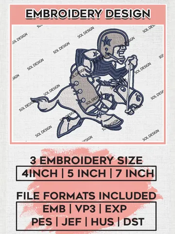 Dallas Cowboys Mascot Embroidery Designs, NFL Cowboys, NFL Logo Embroidery Files, NFL Dallas Cowboys Machine Embroidery Design, Digital Download $6.99