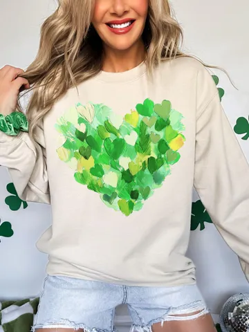 St. Patrick’s Day Heart Brushstroke png, 4 leaf clover png, St Patrick's Day png, Irish png, Shamrock png designs, Coquette st patrick Png $4.46