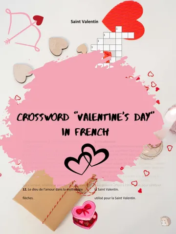 Crossword Puzzle Printable Valentine's Day in French