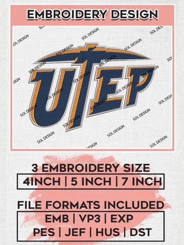 UTEP Miners Logo Machine Embroidery Design, NCAA UTEP Miners Embroidery Design Design files, NCAA Embroidery Designs, NCAA Machine Embroidery Designs, Digital Download $6.99