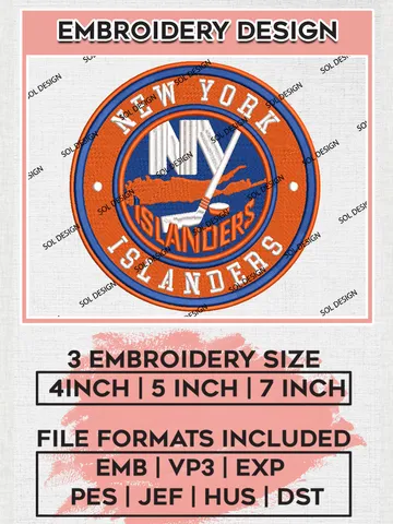New York Islanders Circle Logo Machine Embroidery Files, NHL New York Islanders Embroidery Designs, NHL Islanders Logo, NHL Embroidery Designs, Digital Download