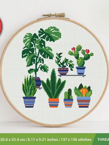 Plants Pots Cross stitch pattern | Embroidery Pattern | Instant Download | Embroidery Designs $6.80