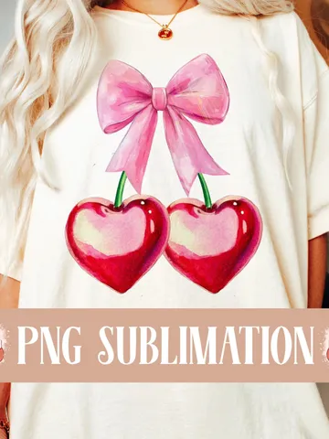 Cherry bow png, Cherry png, Aesthetic Png, Valentine png, Pink Bow png, Valentine Coquette Bow png, Vday png, Soft Girl era png, Love png $10.00