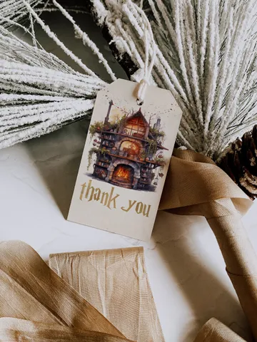 Editable Thank you tag Wizard Birthday Party; Magic School Birthday Printable thank you sticker; thank you Magical Party Decoration; Wiz1320 $10.45