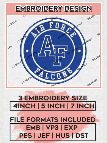 NCAA Air Force Falcons Round Logo Embroidery, NCAA Air Force Falcons Logo Embroidery files, NCAA Teams, Machine embroidery designs, Digital Download $6.99