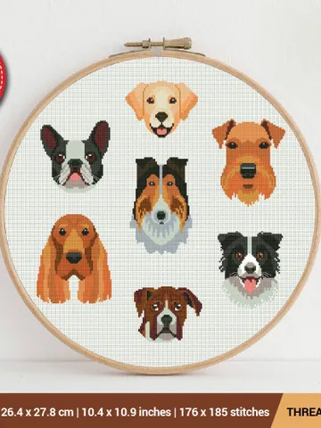 Dogs Cross stitch pattern | Embroidery Pattern | Instant Download | Embroidery Designs $5.94