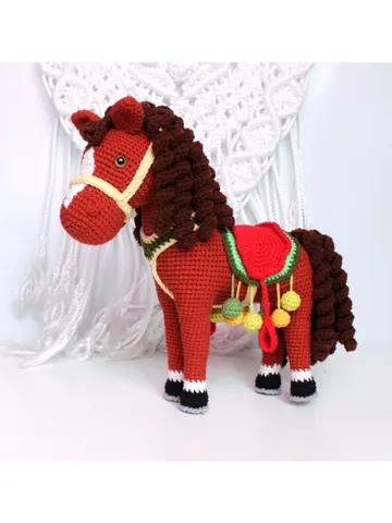Horse crochet pattern PDF Christmas horse Amigurumi holiday toys  Animal toy crochet tutorial $8.00